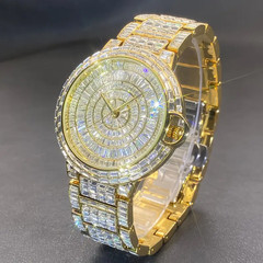 Hip Hop Luxury Men’s Ice Out Watch Iced King Bling Gold Cz Diamond Waterproof
