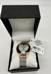 Juicy Couture Black Label Heart Dial Watch Rose Gold Silver Mesh JC/1241SVRT