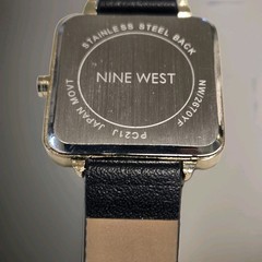 Women’s Nine West Watch Black Strap & Mother Of Pearl Face Stainless Steel Back