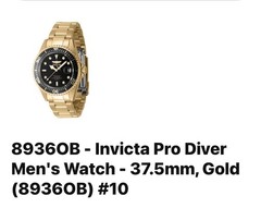 89360B – Invicta Pro Diver Men’s Watch – 37.5mm, Gold