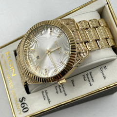 ELGIN MENS WATCH FG160096 Gold on Gold Tone Japan Movement New with tags