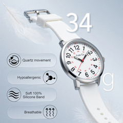 Nurse Watch for Women Waterproof Analog Silicone Watch with Second Hand Nursing