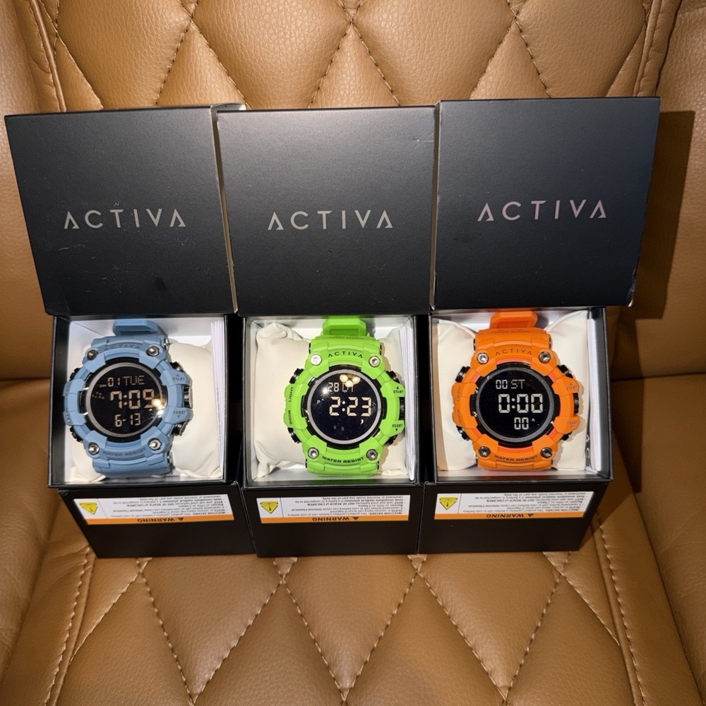 Activa Kadron By Invicta Lot Of 3 53mm Men’s Digital Watch Green Orange Blue