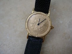 Beautiful 18K Gold Corum, $5 U.S. Gold Coin Watch.