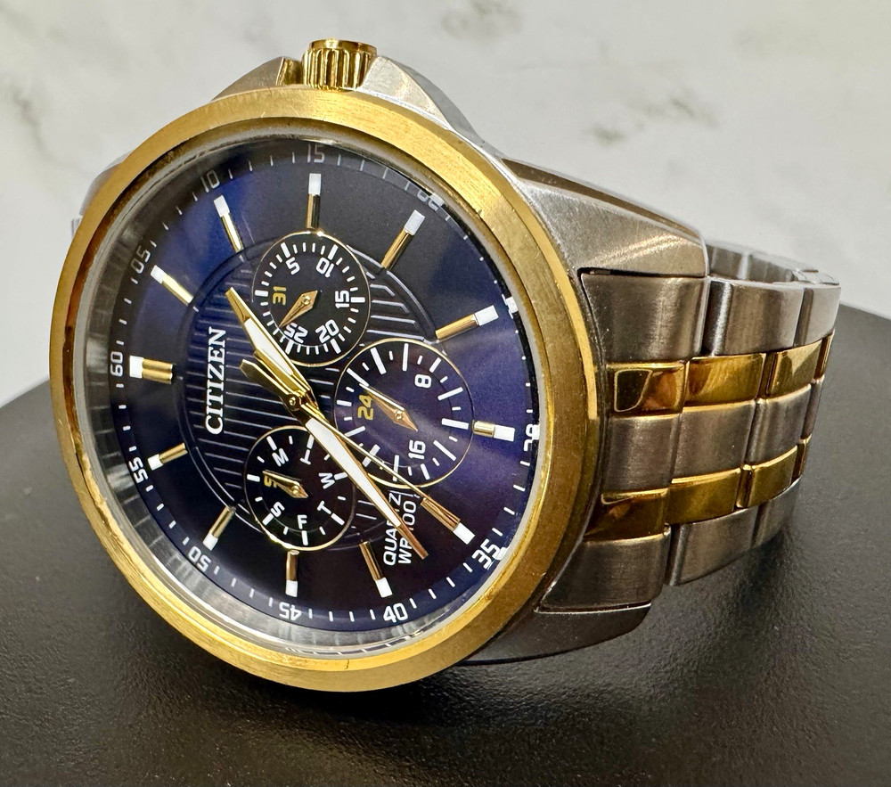Citizen 6329-S127173 Two-Tone Blue Dial Quartz Multifunction Men’s Watch WR100
