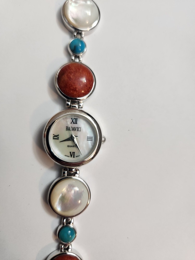 Ladies Badavici Red, White, And Blue Watch. New Battery