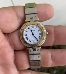 Cartier Santos Vendome Ronde Gold & Steel Quartz Ladies Watch working condition