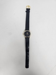Black And Gold Quartz Watch – Genuine Leather Band