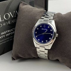 Bulova Surveyor 96P229 Women’s Watch Blue Dial Diamond Accent Stainless Steel