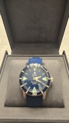Zodiac Super Sea Wolf Skin Diver Automatic Blue Dial Rubber Strap Watch ZO9217