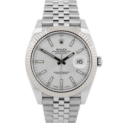 Rolex DateJust 41 SILVER Stainless Steel Jubilee 41mm 126334 Fluted Watch