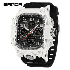 Men’S Outdoor Sport Wristwatch Big Dial Dual Display Luminous Waterproof TPU Ban