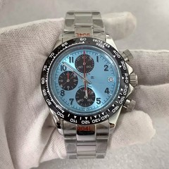 Watch Modification 39MM Steel Case Flat Sapphire Glass Quartz for VK67 Movement