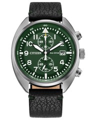 CITIZEN Sport Casual Green Dial Leather Strap Man’s Watch CA7041-07X