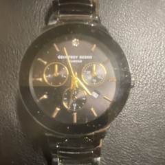 Geoffrey Beene Men’s Quartz Chronograph Date Watch Black Dial Metal Bracelet