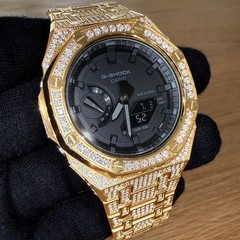 Customized Authentic Casio G Shock GA2100 “Casioak” Gold Iced Out Watch