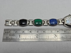 Gem Time Sterling Silver Quartz Gemstone Bracelet Watch Lapis New Battery 925
