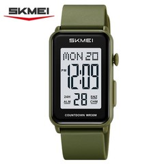 SKMEI Men Rectangle Watch LED Countdown Wristwatch Boys Girl Digital Sport Watch