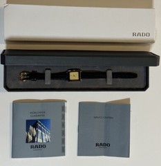 ⌚️RADO Florence 153.3606.2N Woman’s Qz Watch Square Gold Dial W/Box, New🔋, 📄
