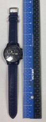 Geneva Men’s Analog Wrist Watch Navy Blue Faux Leather Black Face 9.5” X 3/4”