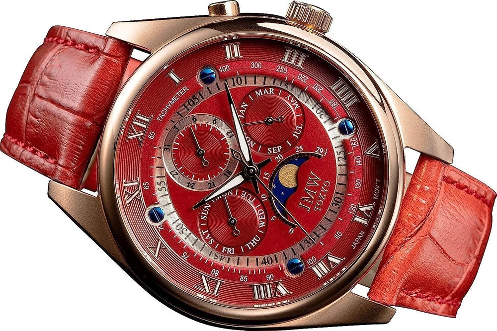 JMW Tokyo Moon Phase Watch Red Gold Miyota Quartz Limited 300 Japan New