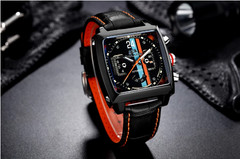 Automatic Mechanical Self-Wind Men’s Watch Square Sports Leather Band Waterproof