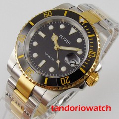 40mm BLIGER Gold Silver Mens Watch Sapphire Crystal NH35A PT5000 Movement Date