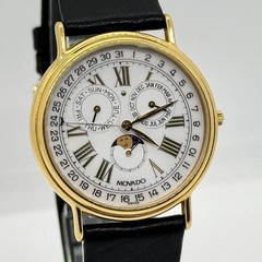 MOVADO 87-03-862 Moonphase Wristwatch Watch Quartz Triple Calendar Arm 19.5cm