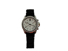 Michael Kors Women Oversized Everest Pavé Silver-Tone Watch Black OS
