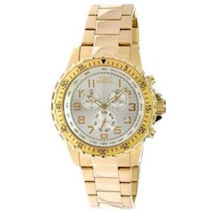 Invicta Men’s Watch Specialty Chrono Yellow Gold Bracelet Silver Tone Dial 11369