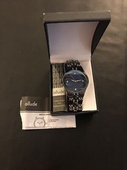 Allude Watch, Silvertone Link Bracelet Band, Crystal Accents Fold Over Buckle