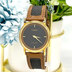 Tissot Stylist Quartz Gold Tone Stainless 33mm Brown/Gray Dial