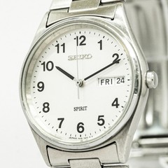 Vintage 1995 *NEAR MINT* SEIKO SPIRIT 7N48-7A00 Quartz Day/Date Arabic 33mm Mens