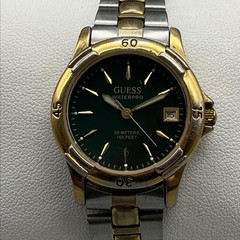 Vintage Guess Waterpro Womens Watch 27mm Green Dial Two Tone New Battery 7″