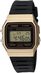 Casio Men’s Quartz Plastic Resin Black Color Gold Dial Casual Watch F-91WM-9ACF