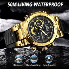 LIGE FOXBOX Men Sport Watch Military Wristwatch Outdoor Digital Weekdate Watch
