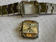 Hilton Windup Wristwatch 17 Jewels Baton Indices Clear Stones Fold Over *RUNS*