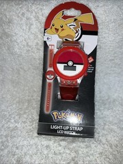 Nintendo Pokemon Pokeball LCD 2016 Watch Clear Digital Red Light-Up Strap Rare
