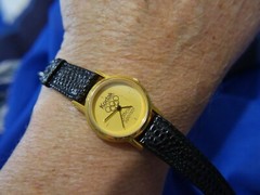 KODAK OFFICIAL SPONSOR 36 USC 380 LEATHER BLACK BAND GOLDTONE watch new batt A14