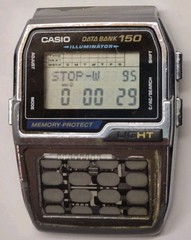 Casio Data Bank 150 1477 DBC-150 Silver Tone Digital 34mm Watch AS IS FOR PARTS
