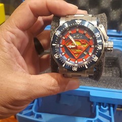 Invicta DC Comics Superman Men’s Automatic Diver SS Bracelet Blue Bezel Box