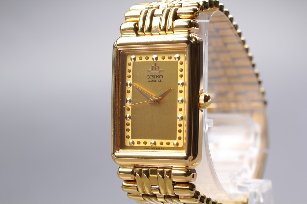 SEIKO 7N01-5080 Gold 14.5cm Slim Classic Ladies Qz Watch Vintage 2001 N MINT