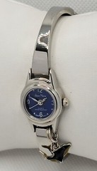 Ladies Jean Mark Petite Round Silver Tone Blue Dial Analog Watch I1