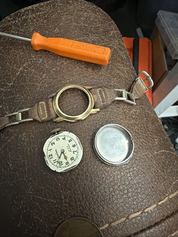 Vintage Central 7J BW Co. Military Style Watch 28mm For Parts Repair E17