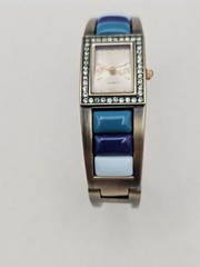 Beautiful Blue Cuff Watch pave’ diamonds Turquoise, blue and teal colors New