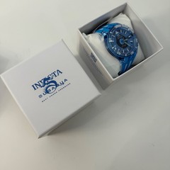 Invicta Subaqua Watch Blue Translucent Case Silicone Strap 100M Water Resist