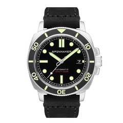 Spinnaker Hull Diver Black / Leather | Black Dial 42mm Japanese Automatic Wristw