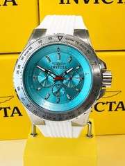 Invicta Aviator Skyshock Men’s 50mm Light Blue Dial White Silicone Watch NWT