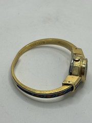 Swiss made blue green red enamel flower peekaboo watch bracelet gold tone