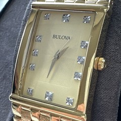 BULOVA Men’s Gold-Tone Diamond Stainless Steel Watch – 97F52